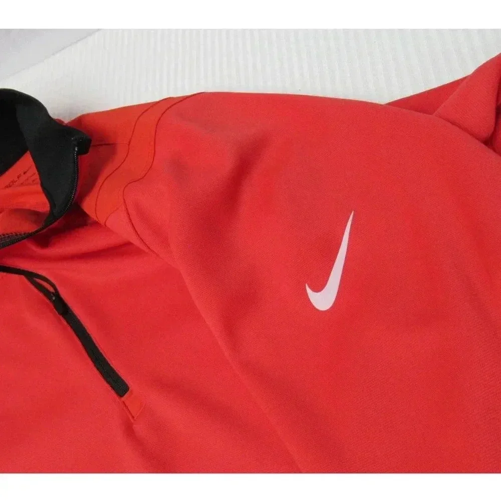 Nike Golf Standard Fit Mens 3/4 Zip Dri Fit Long Sleeve Mock Neck Red Size 2XL